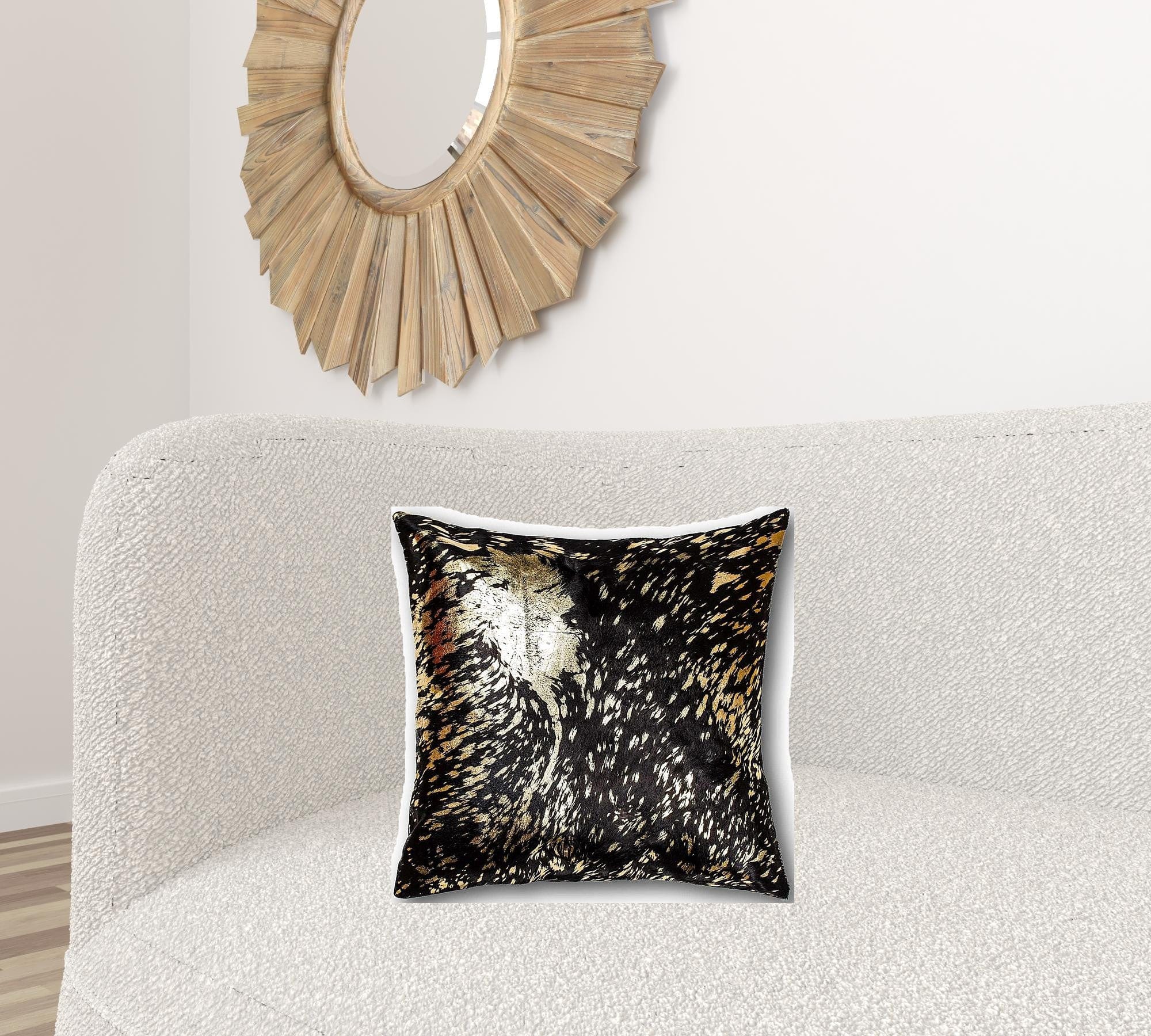 Chocolate And Gold Torino Kobe Cowhide Pillow - Homeroots