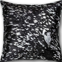 18" Black and Silver Cowhide Throw Pillow