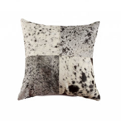 18" White Cowhide Throw Pillow