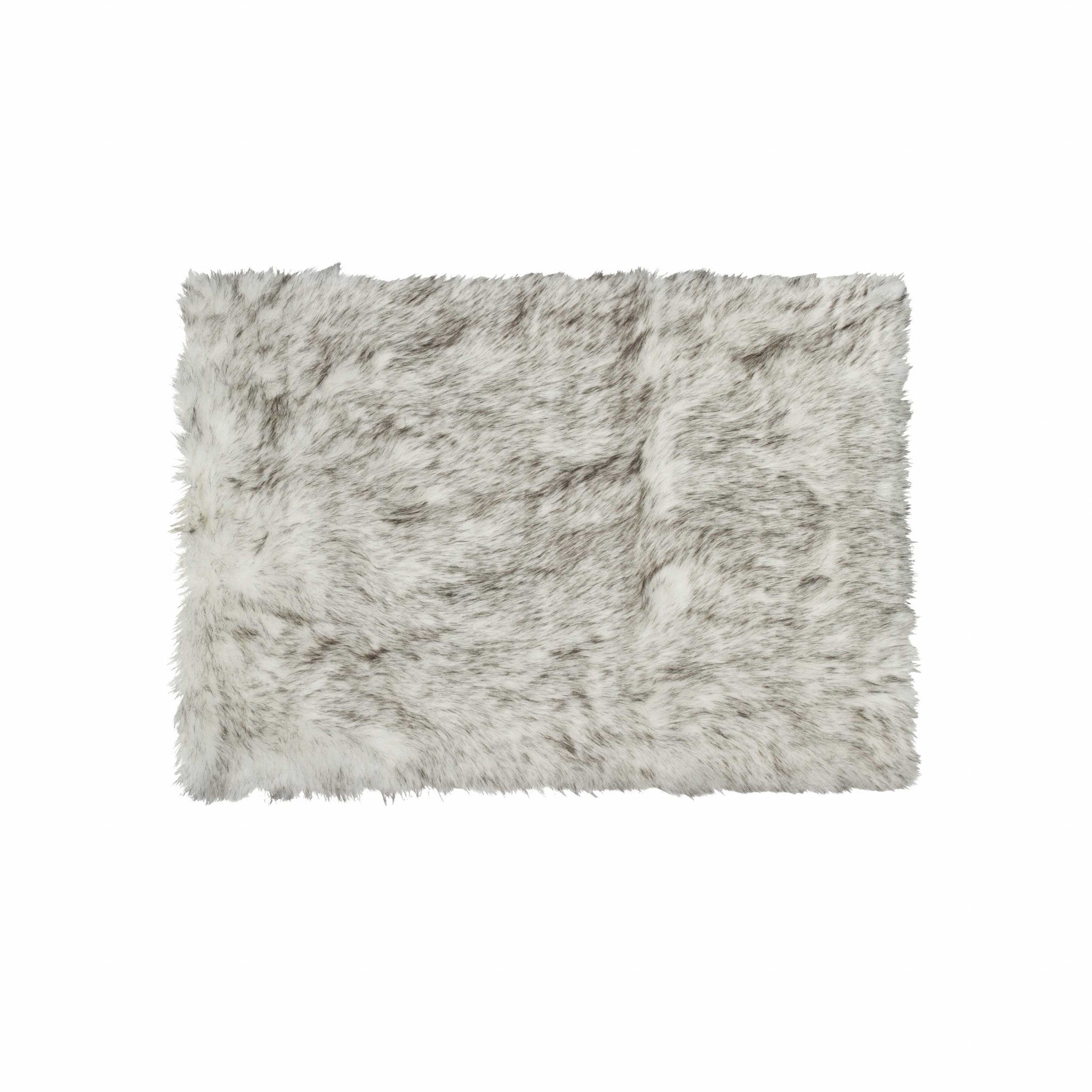 2' X 3' Gradient Gray and Ivory Faux Fur Flokati Style Area Rug