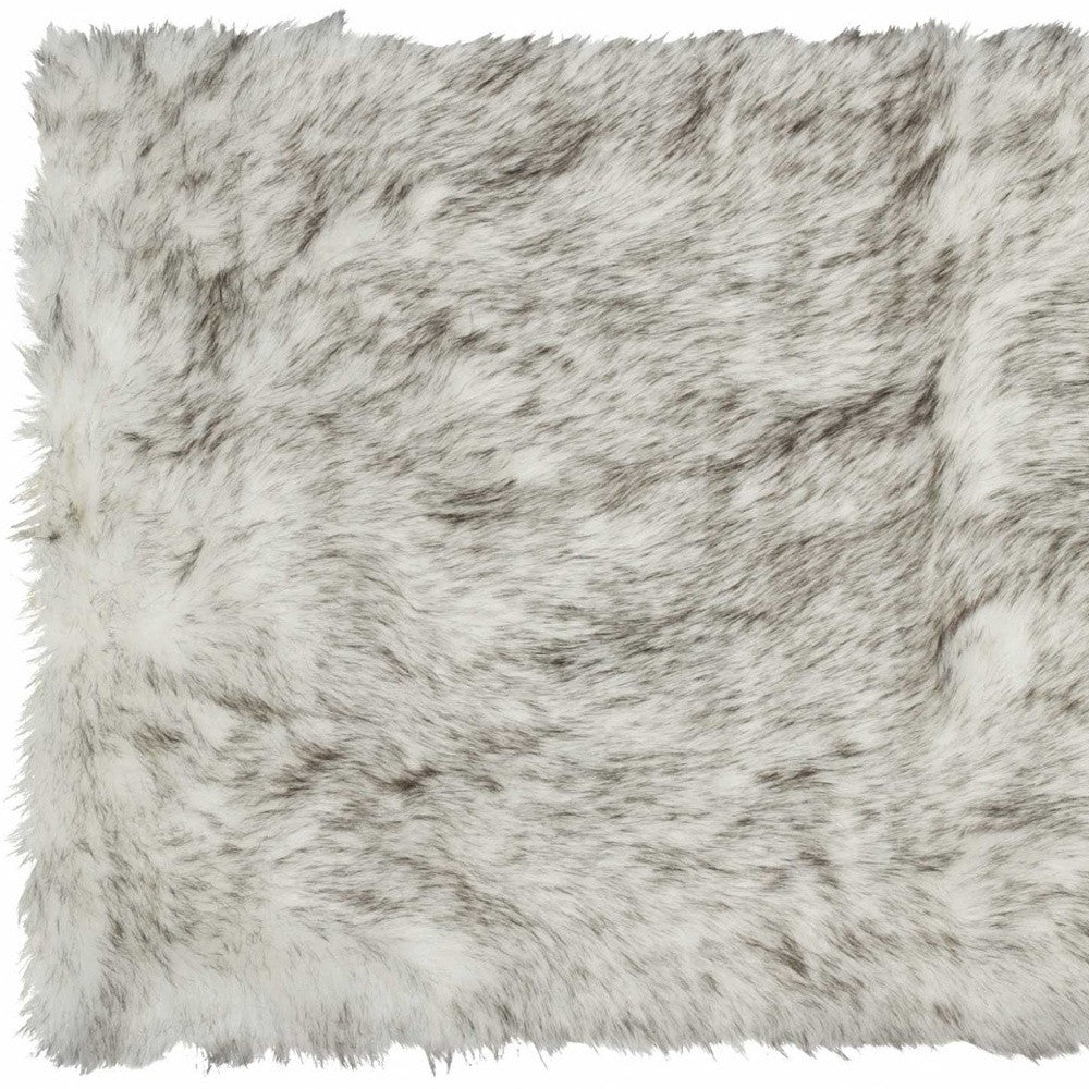 2' X 3' Gradient Gray and Ivory Faux Fur Flokati Style Area Rug