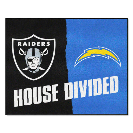 NFL House Divided - Raiders / Chargers House Divided Rug - 34 in. x 42.5 in. - NFL House Divided - Raiders / Chargers