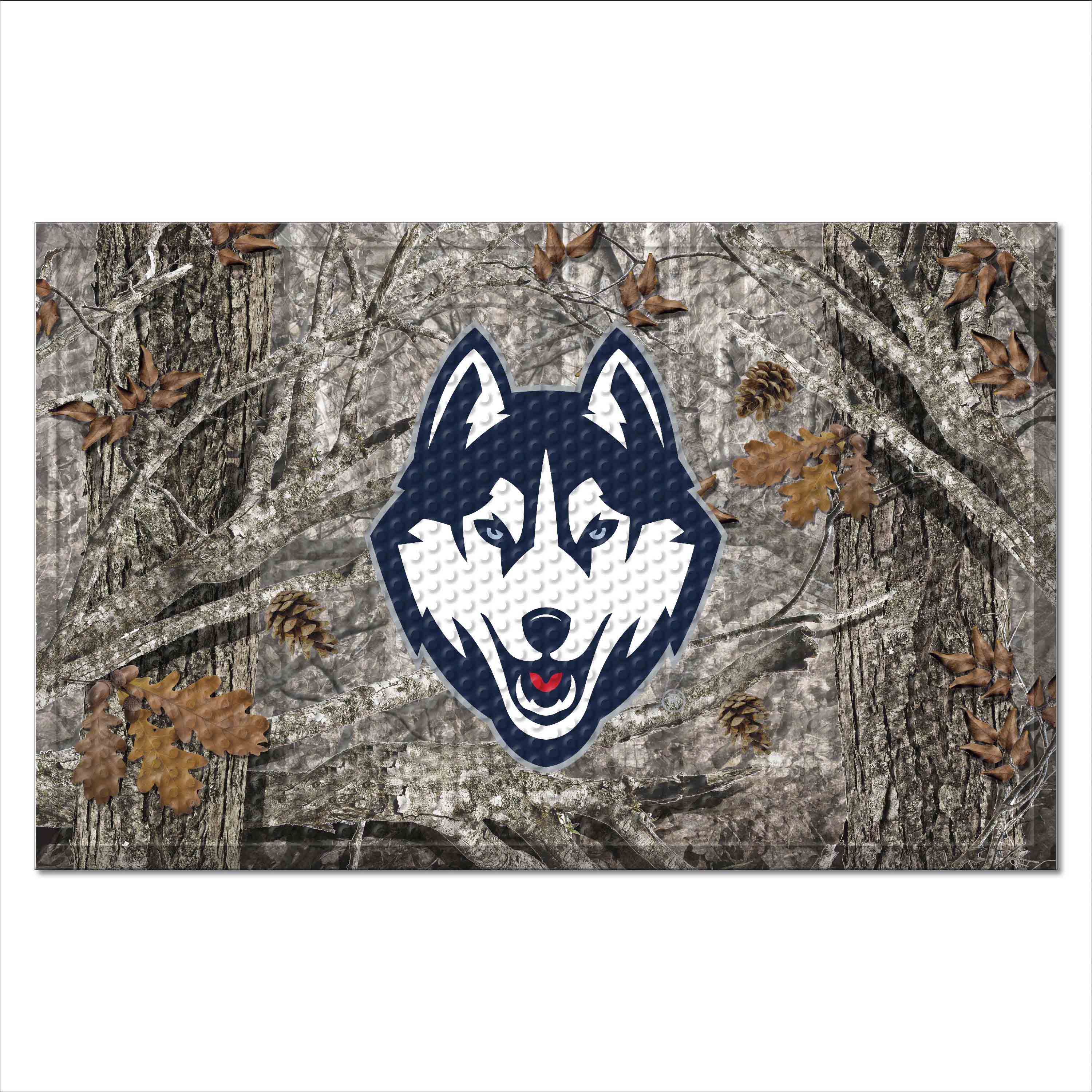 UConn Huskies Rubber Scraper Door Mat Camo