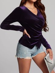 Ruched Surplice Long Sleeve Top