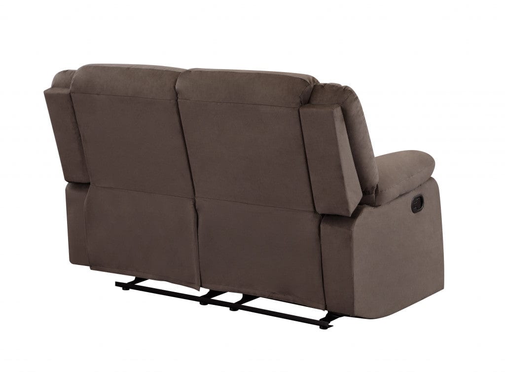 60" Brown Microfiber Manual Reclining Loveseat - Homeroots