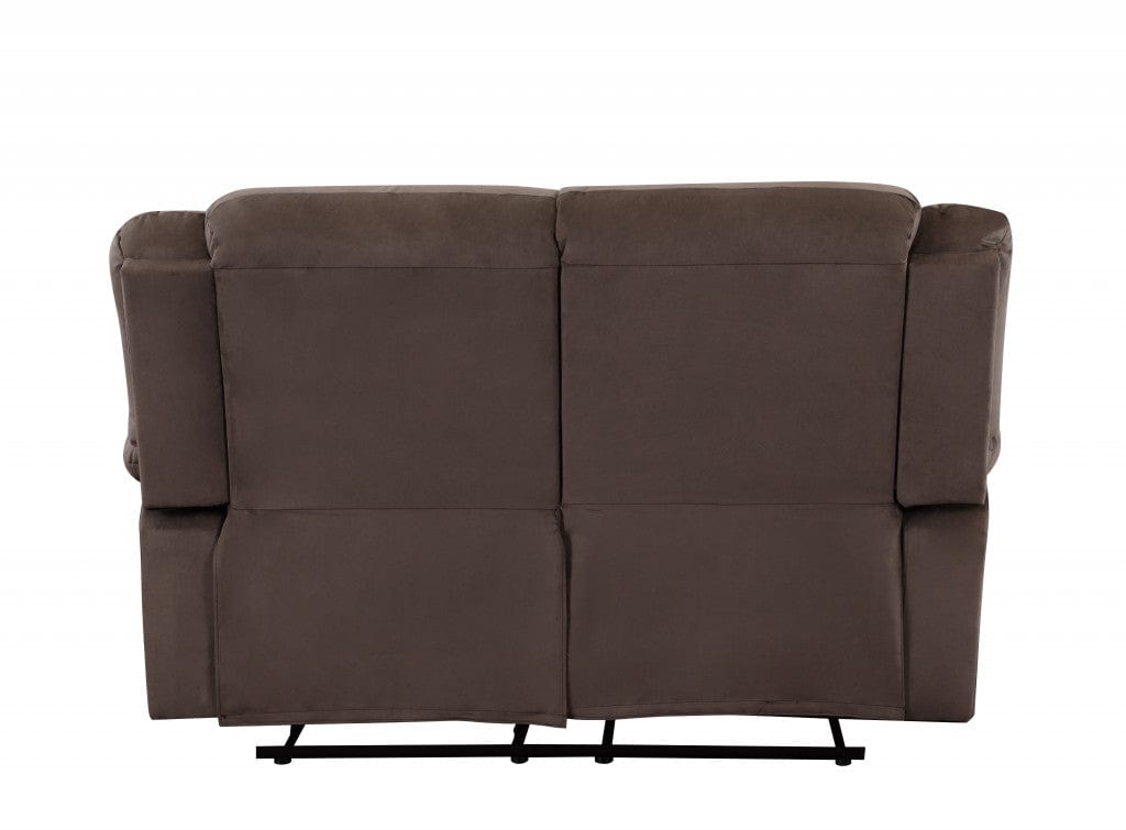 60" Brown Microfiber Manual Reclining Loveseat - Homeroots