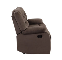 60" Brown Microfiber Manual Reclining Loveseat - Homeroots