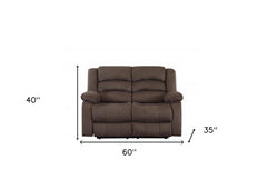 60" Brown Microfiber Manual Reclining Loveseat - Homeroots