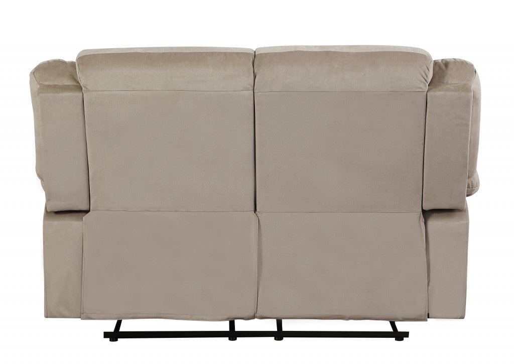 60" Beige Microfiber Manual Reclining Loveseat - Homeroots