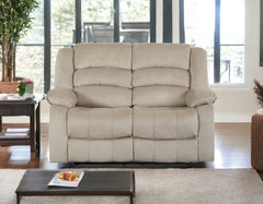 60" Beige Microfiber Manual Reclining Loveseat - Homeroots