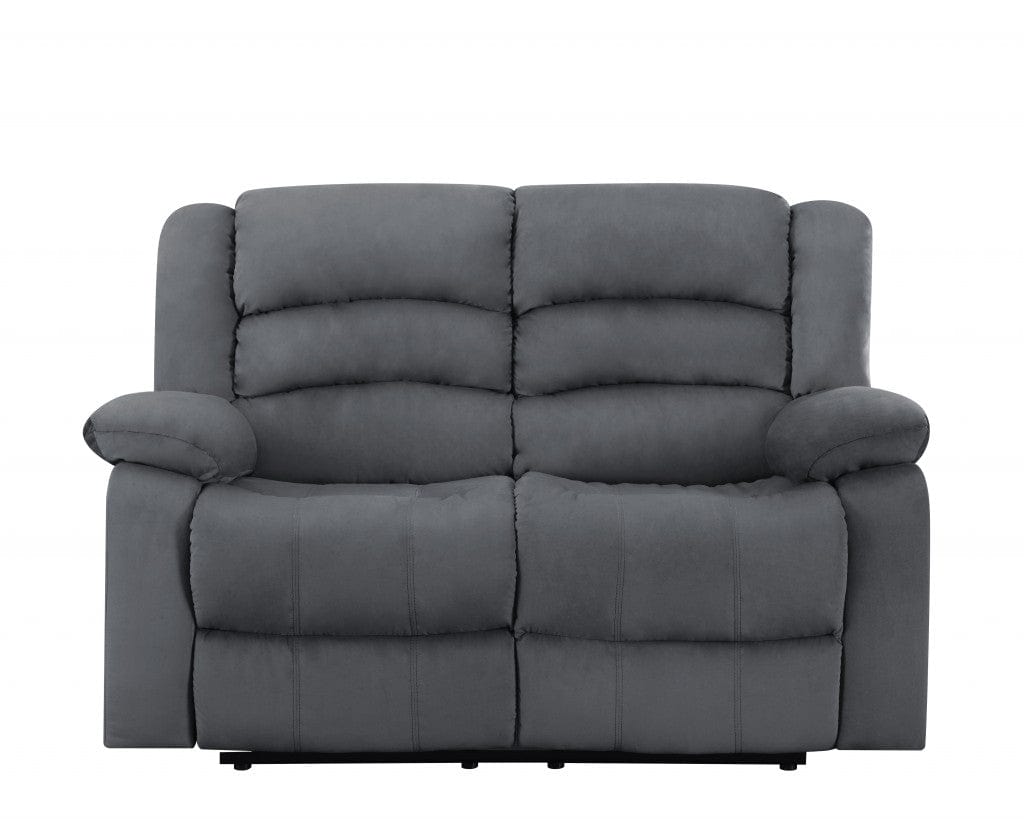 60" Gray Microfiber Power Reclining Loveseat - Homeroots