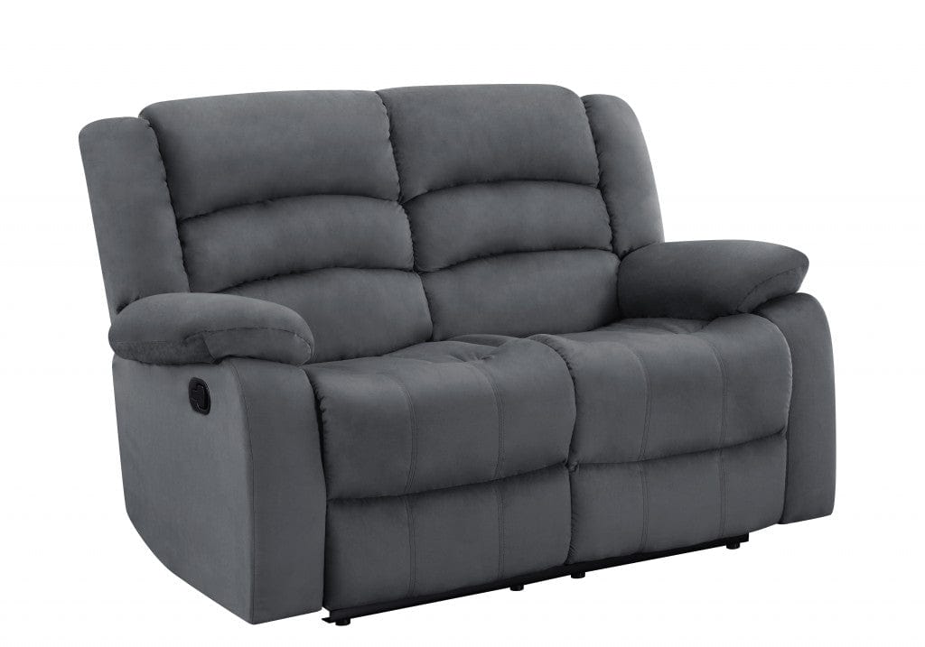 60" Gray Microfiber Power Reclining Loveseat - Homeroots