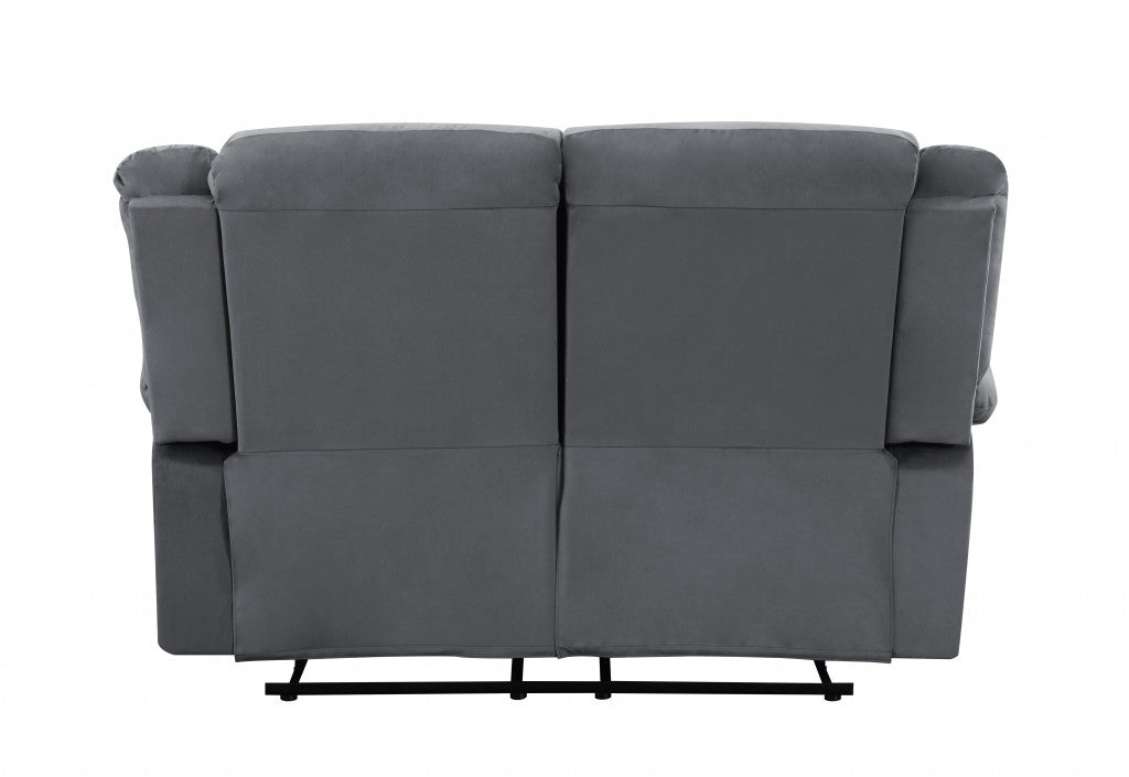 60" Gray Microfiber Power Reclining Loveseat