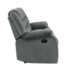 60" Gray Microfiber Power Reclining Loveseat - Homeroots