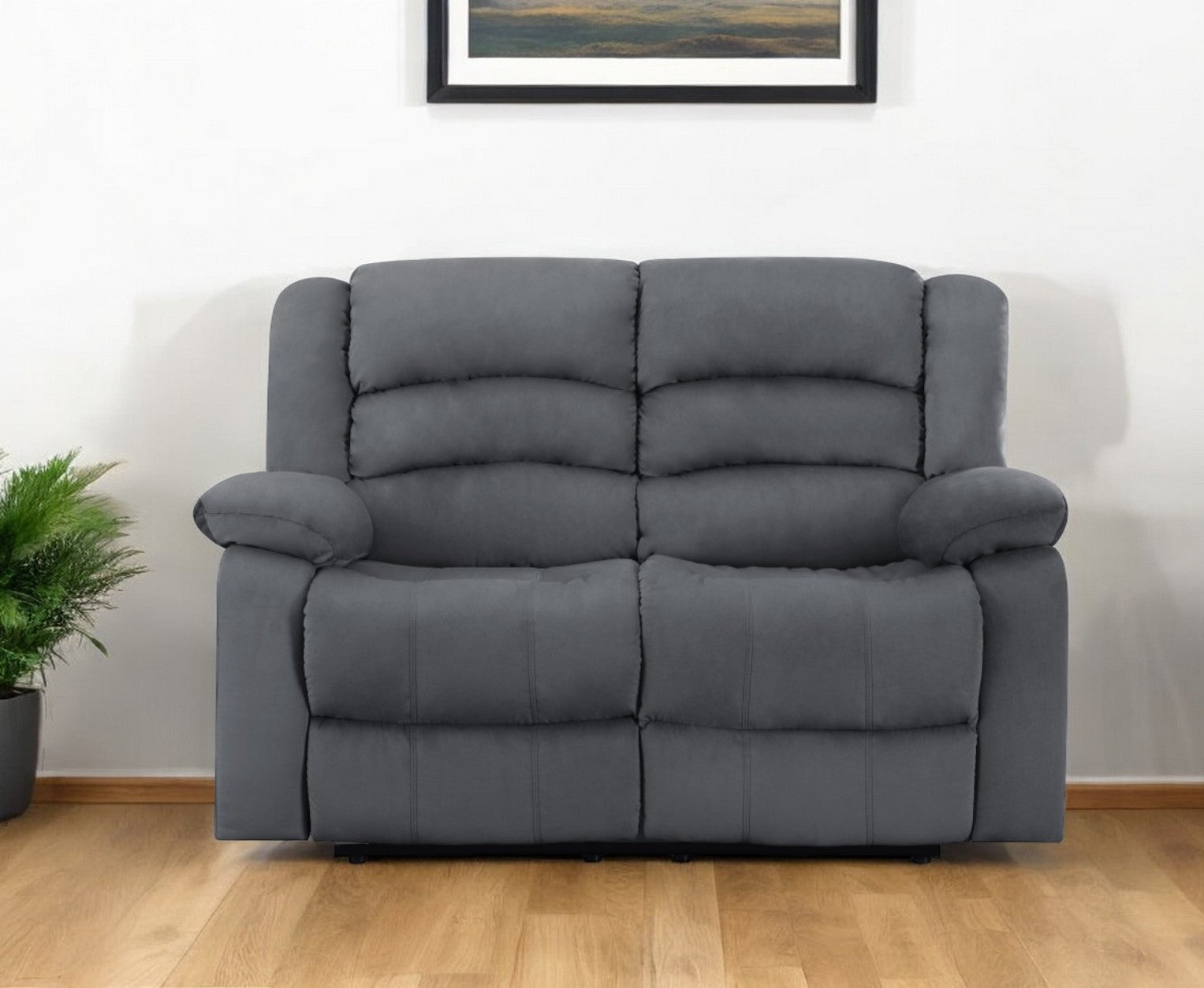 60" Gray Microfiber Power Reclining Loveseat