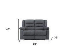 60" Gray Microfiber Power Reclining Loveseat