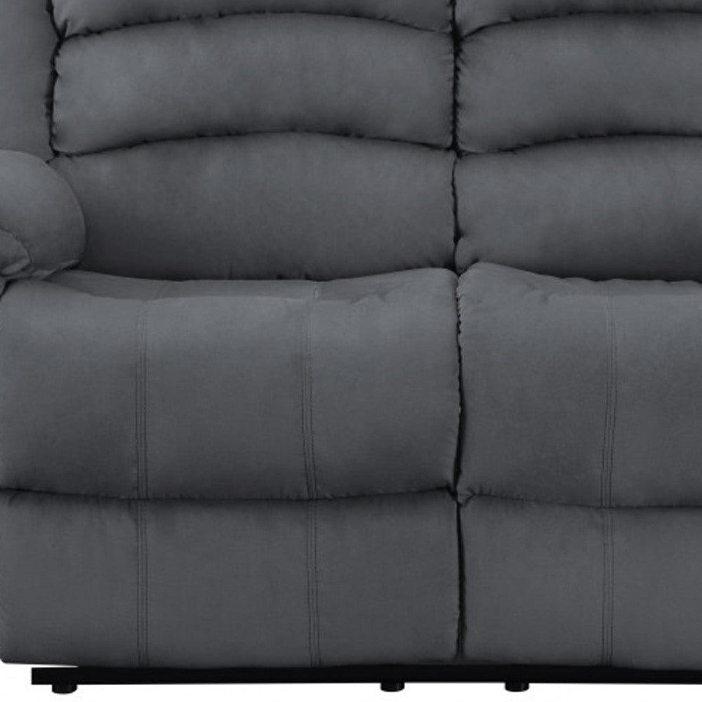 60" Gray Microfiber Power Reclining Loveseat