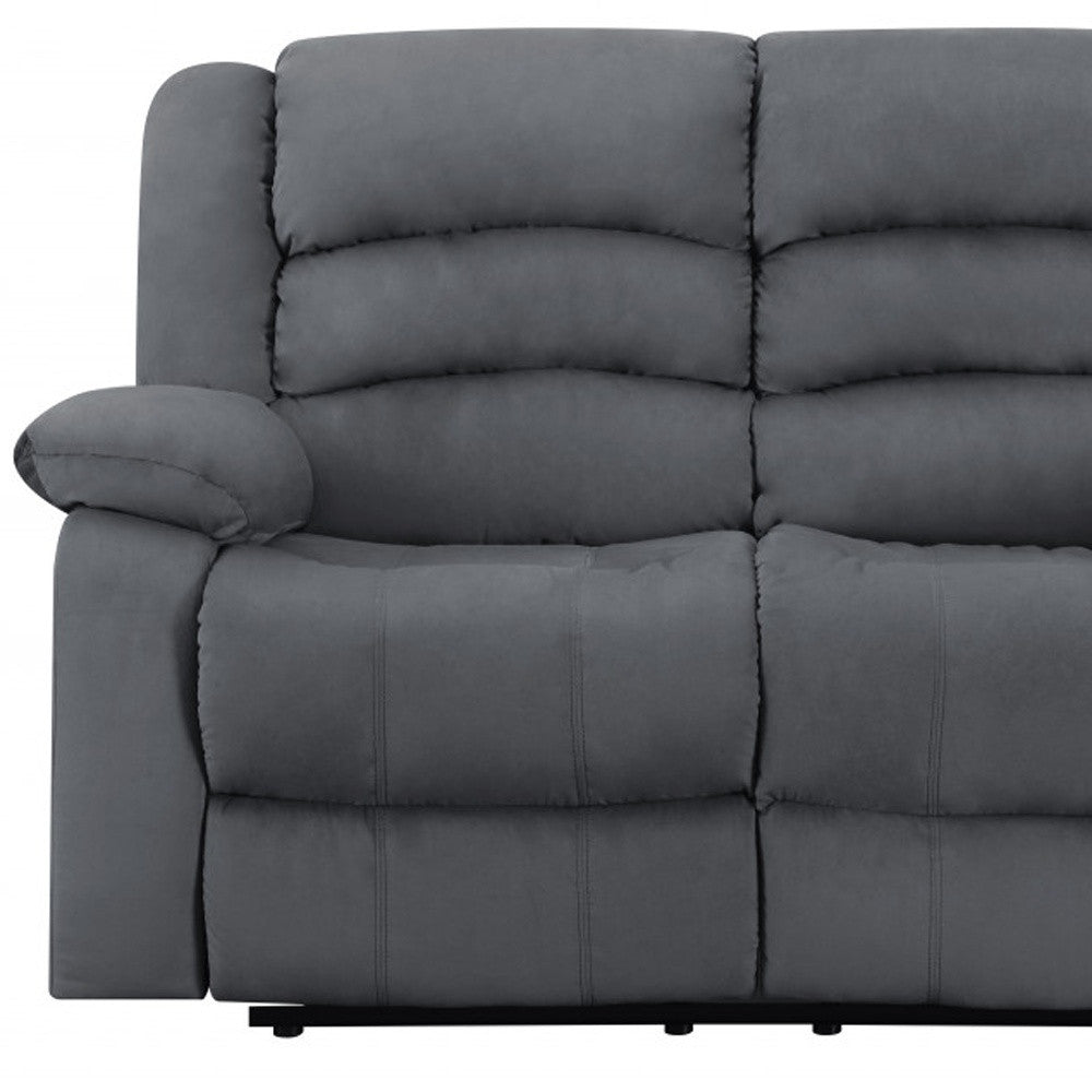 60" Gray Microfiber Power Reclining Loveseat