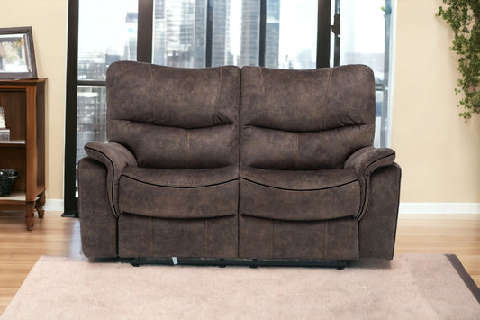 63" Dark Brown Microfiber Manual Reclining Love Seat