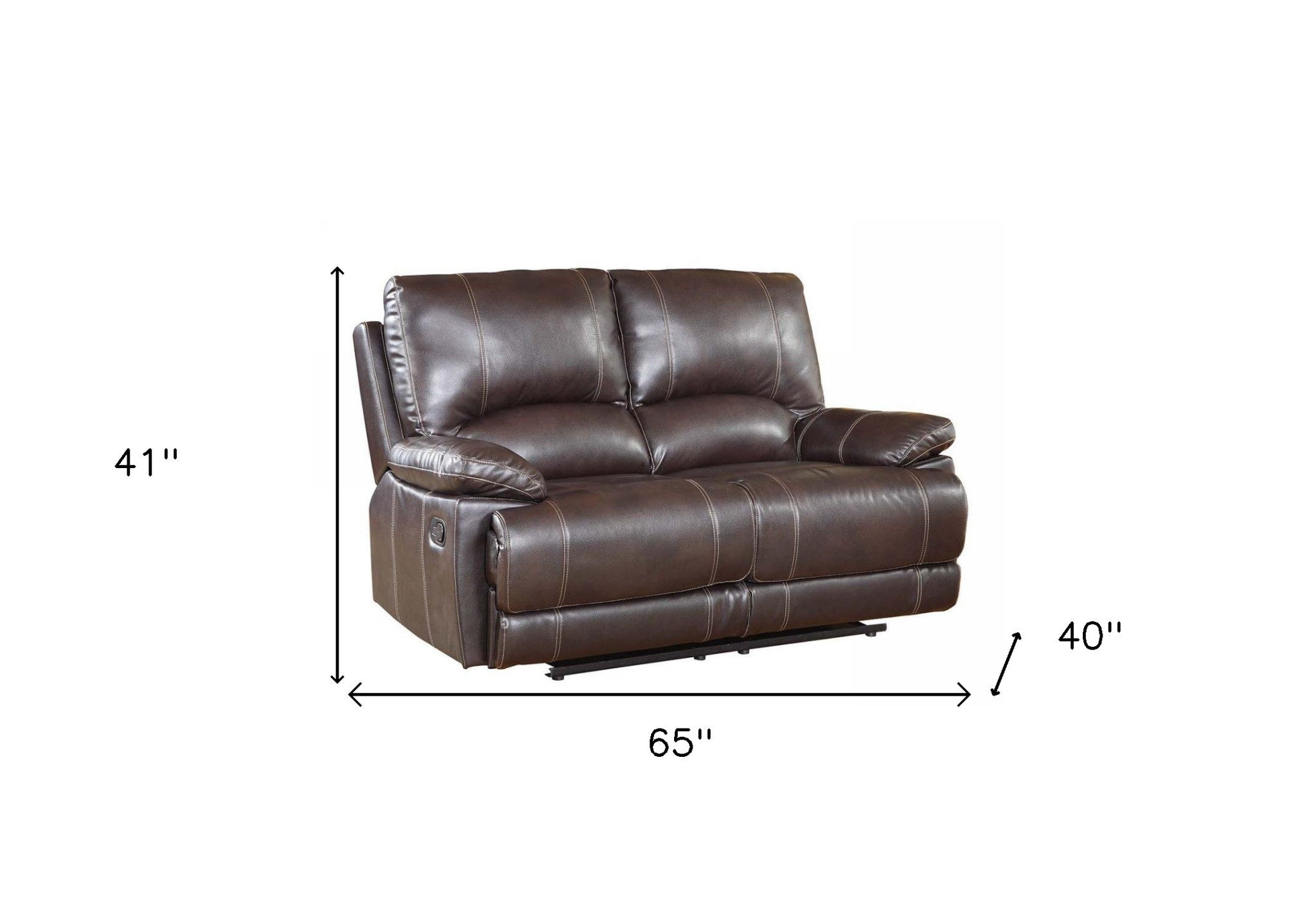 65" Brown Faux Leather Manual Reclining Love Seat