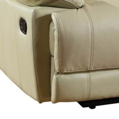 76" Beige Faux Leather Manual Reclining Love Seat With Storage