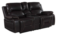 77" Brown Faux Leather Manual Reclining Love Seat With Storage