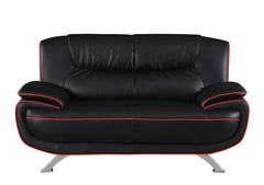 64" Black And Silver Faux Leather Loveseat