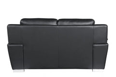 69" Black And Silver Faux Leather Love Seat - Homeroots