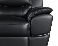 69" Black And Silver Faux Leather Love Seat