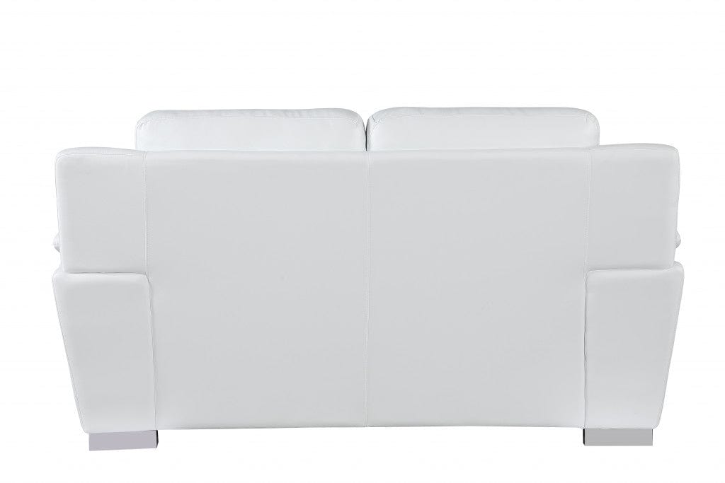 69" White And Silver Faux Leather Love Seat - Homeroots