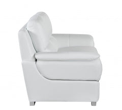 69" White And Silver Faux Leather Love Seat - Homeroots