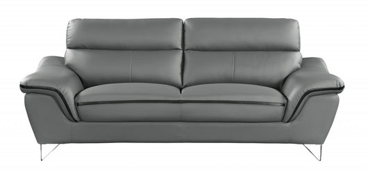 69" Gray And Silver Faux Leather Love Seat