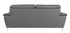 69" Gray And Silver Faux Leather Love Seat