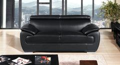 69" Black And Silver Faux Leather Loveseat