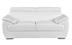 69" White And Silver Faux Leather Loveseat - Homeroots