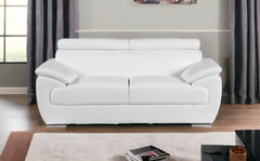 69" White And Silver Faux Leather Loveseat