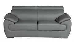 69" Gray And Silver Faux Leather Loveseat