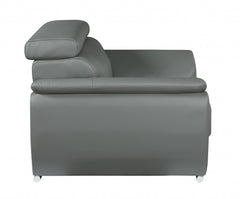 69" Gray And Silver Faux Leather Loveseat