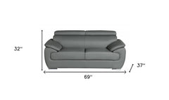 69" Gray And Silver Faux Leather Loveseat - Homeroots