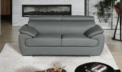 69" Gray And Silver Faux Leather Loveseat