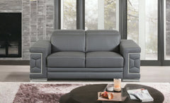 71" Gray And Silver Genuine Leather Love Seat