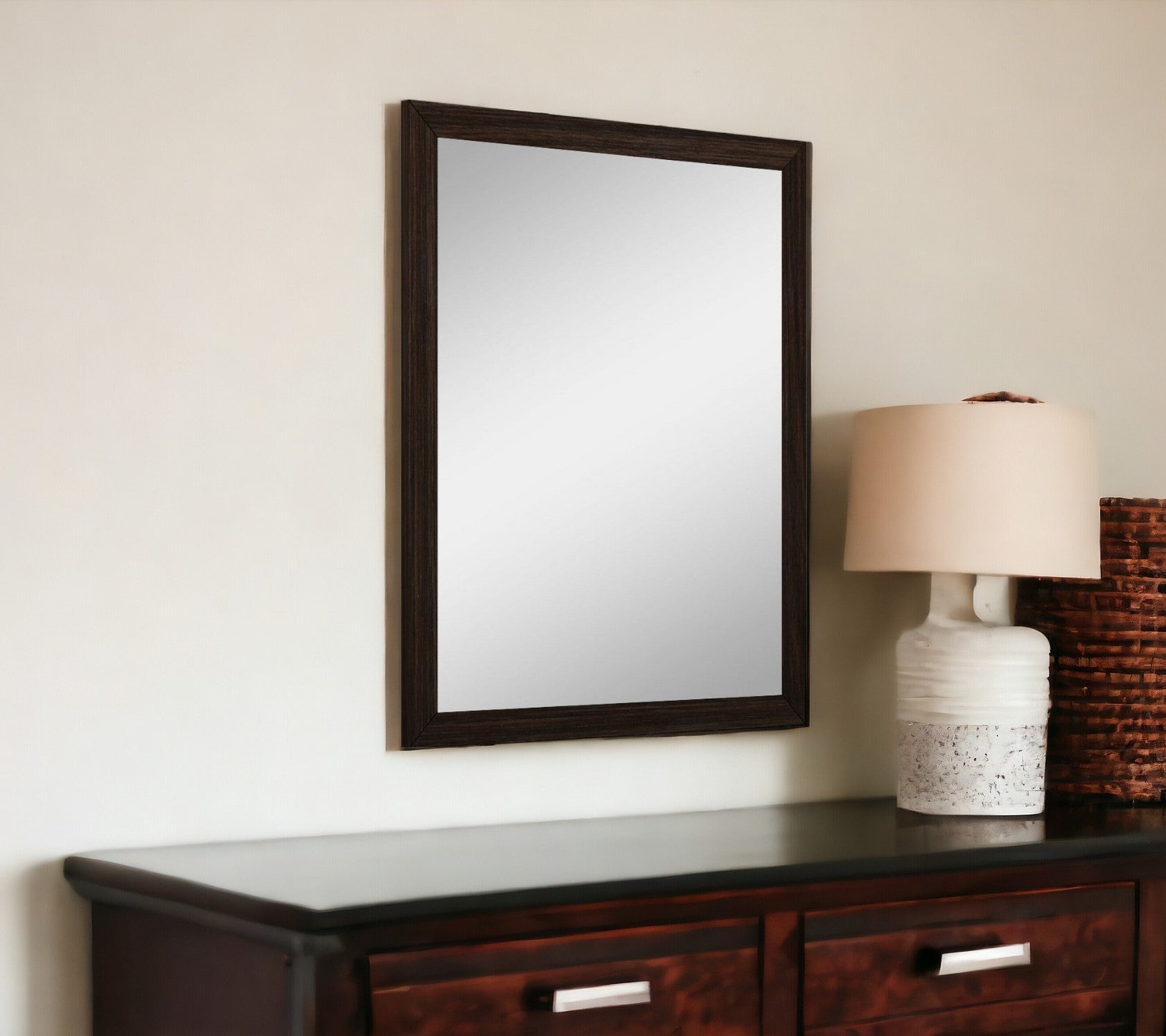 43" Dark Brown Framed Dresser Mirror