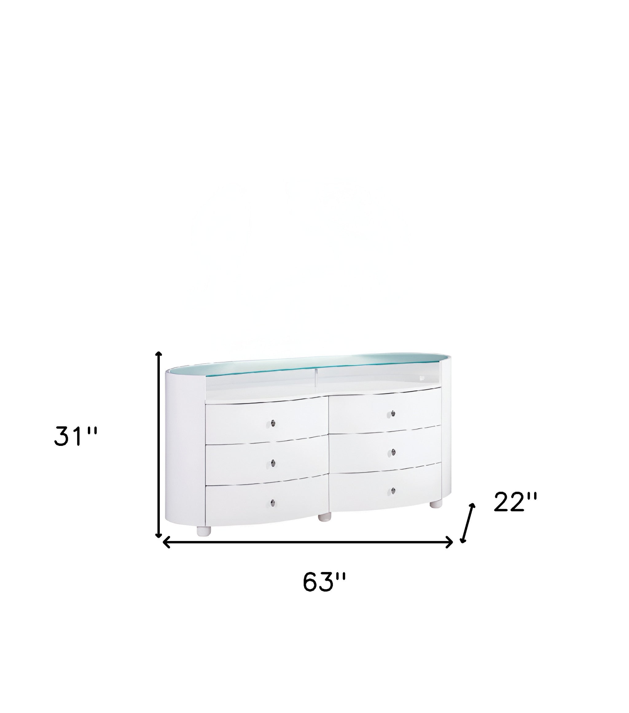 31" Sophisticated White High Gloss Dresser