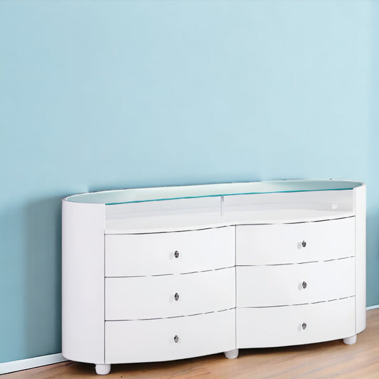 31" Sophisticated White High Gloss Dresser