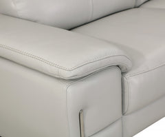 71" Light Gray And Silver Genuine Leather Loveseat