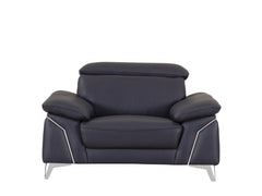 31" Navy Blue Genuine Italian Leather Chair