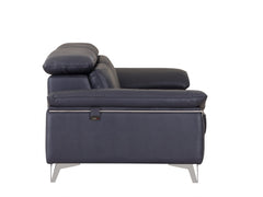 31" Navy Blue Genuine Italian Leather Chair