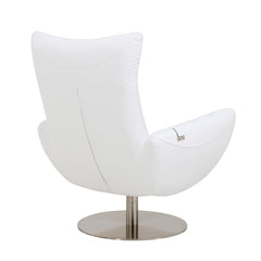 43" White Contemporary Leather Lounge Chair