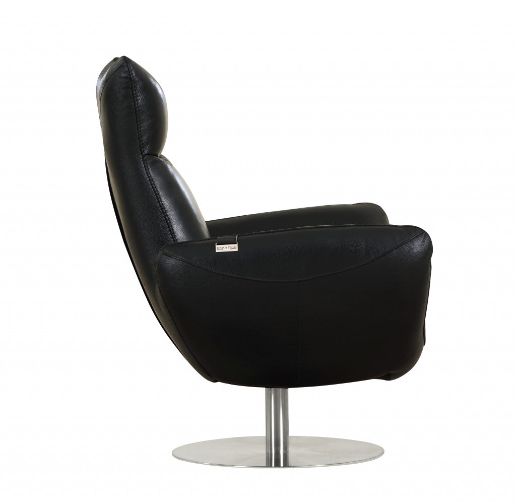 43" Black Contemporary Leather Lounge Chair