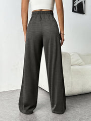 Drawstring Wide Leg Pants with Pockets